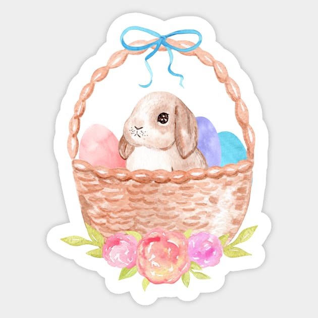 Easter bunny in basket Sticker by DreamLoudArt